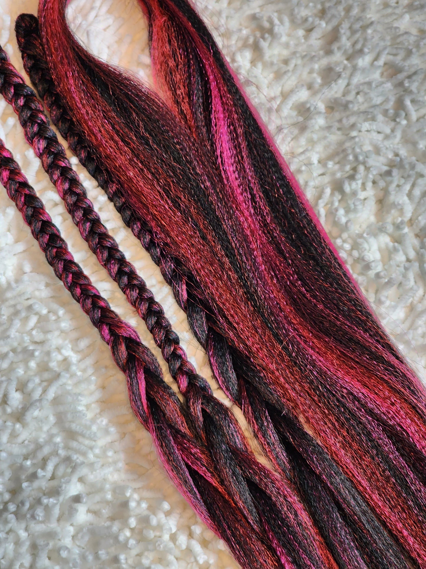 Black Dragon Fruit Blend black red pink prestretched braiding hair