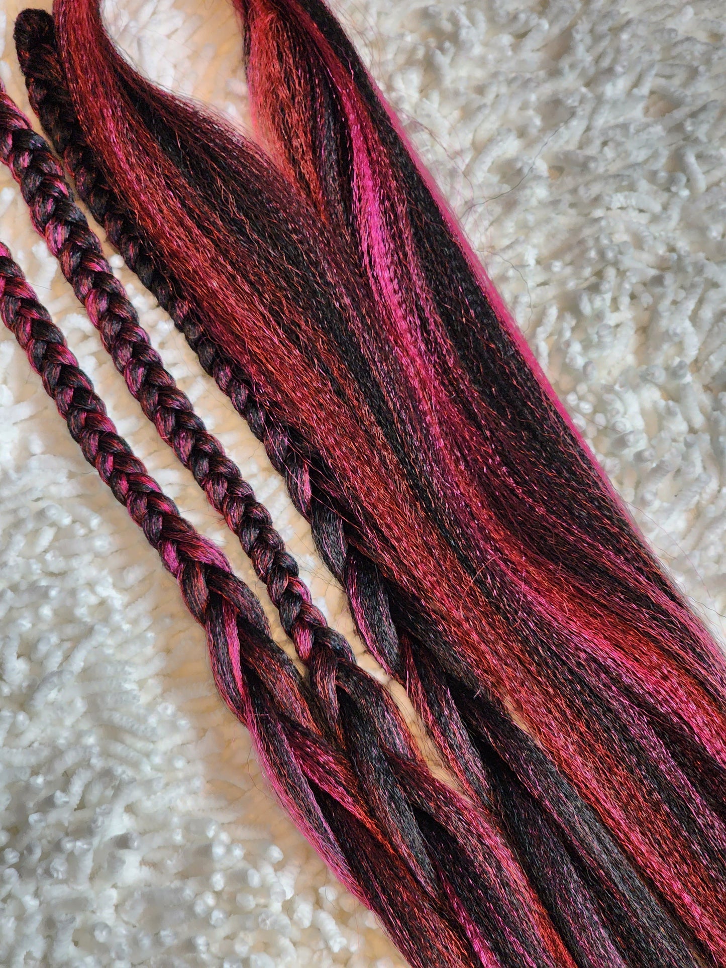 Black Dragon Fruit Blend black red pink prestretched braiding hair