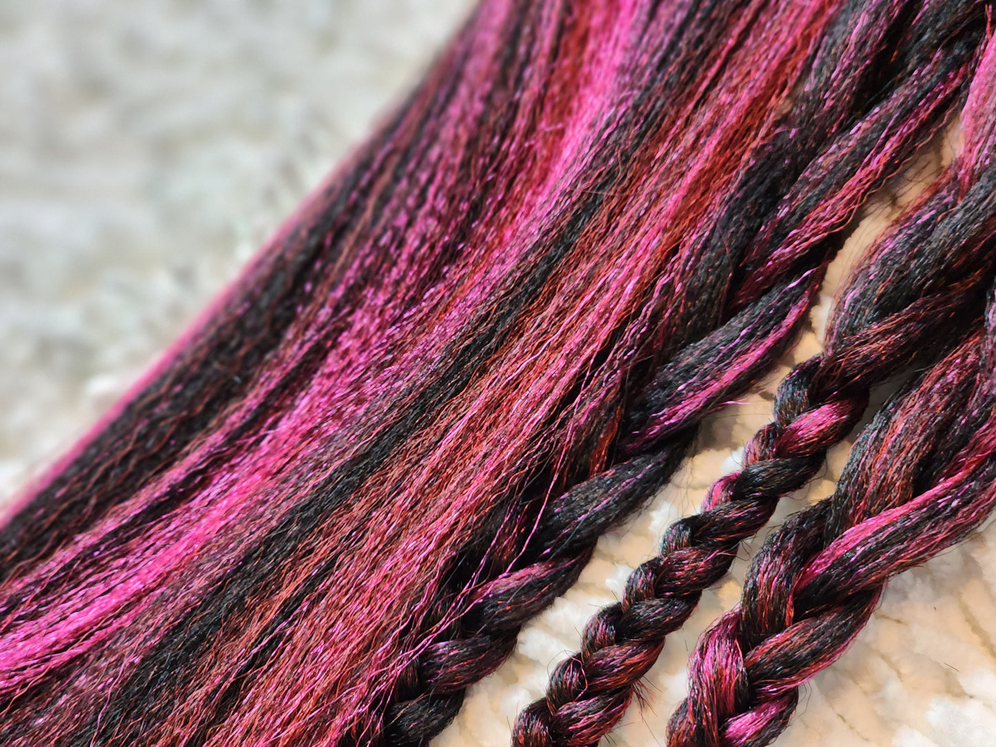 Black Dragon Fruit Blend black red pink prestretched braiding hair
