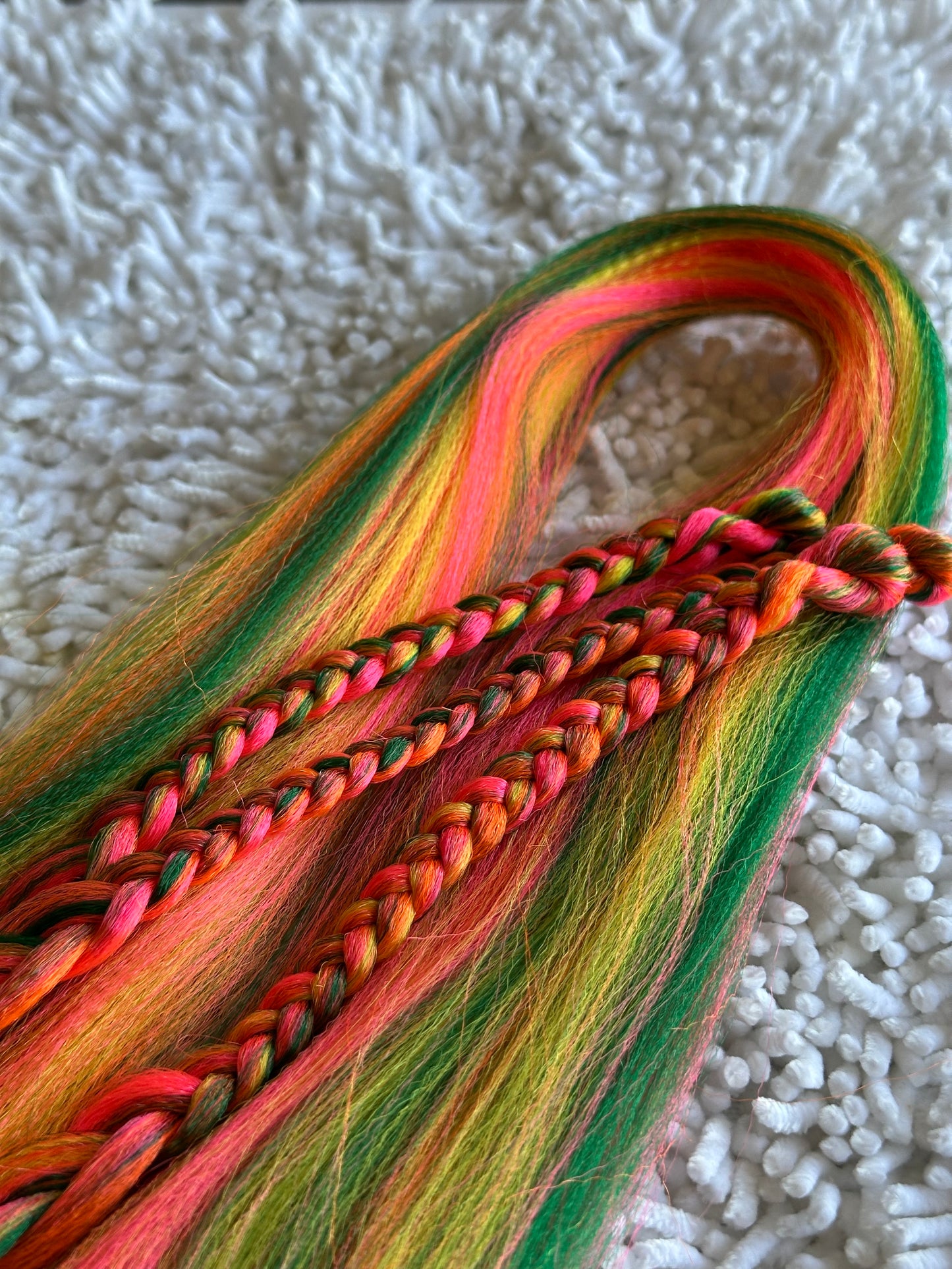 Summer Breeze Blend  multicolored pink orange green orange prestretched braiding hair