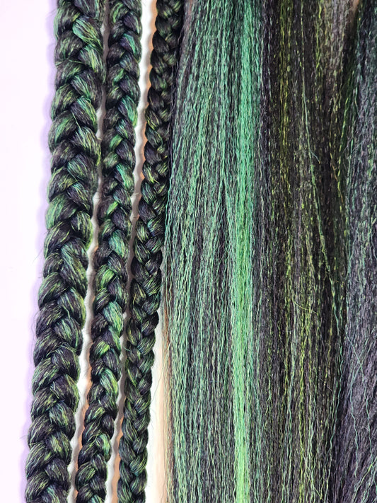 Black Hulk Blend black green prestretched  braiding hair