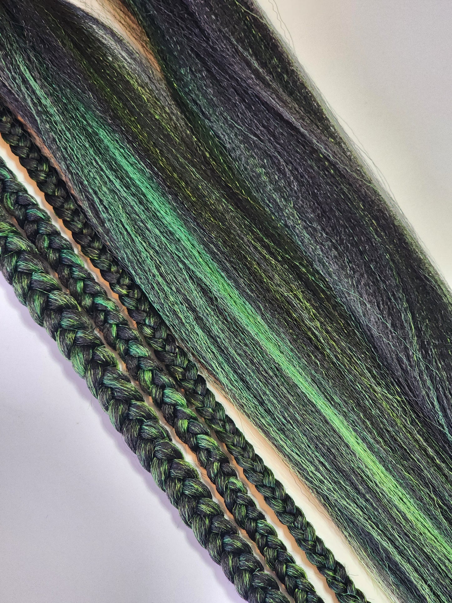 Black Hulk Blend black green prestretched  braiding hair