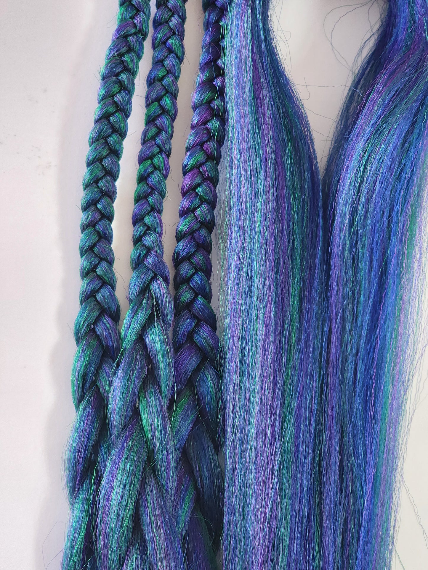 Peacock Blend blue green purple prestretched braiding hair