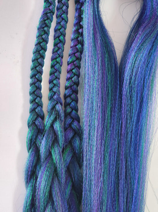 Peacock Blend blue green purple prestretched braiding hair