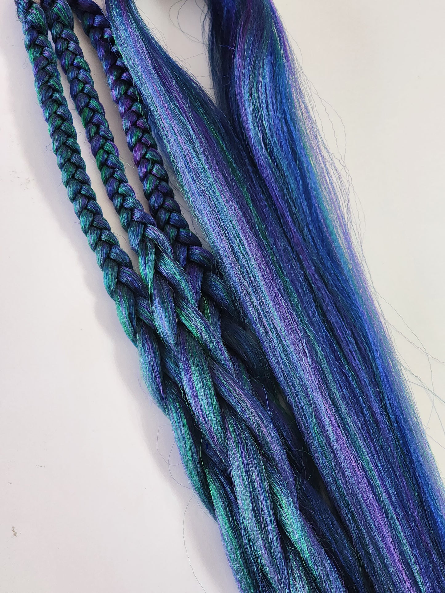 Peacock Blend blue green purple prestretched braiding hair
