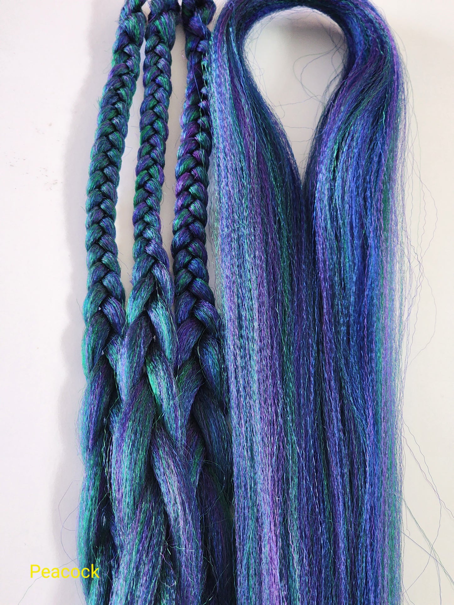 Peacock Blend blue green purple prestretched braiding hair