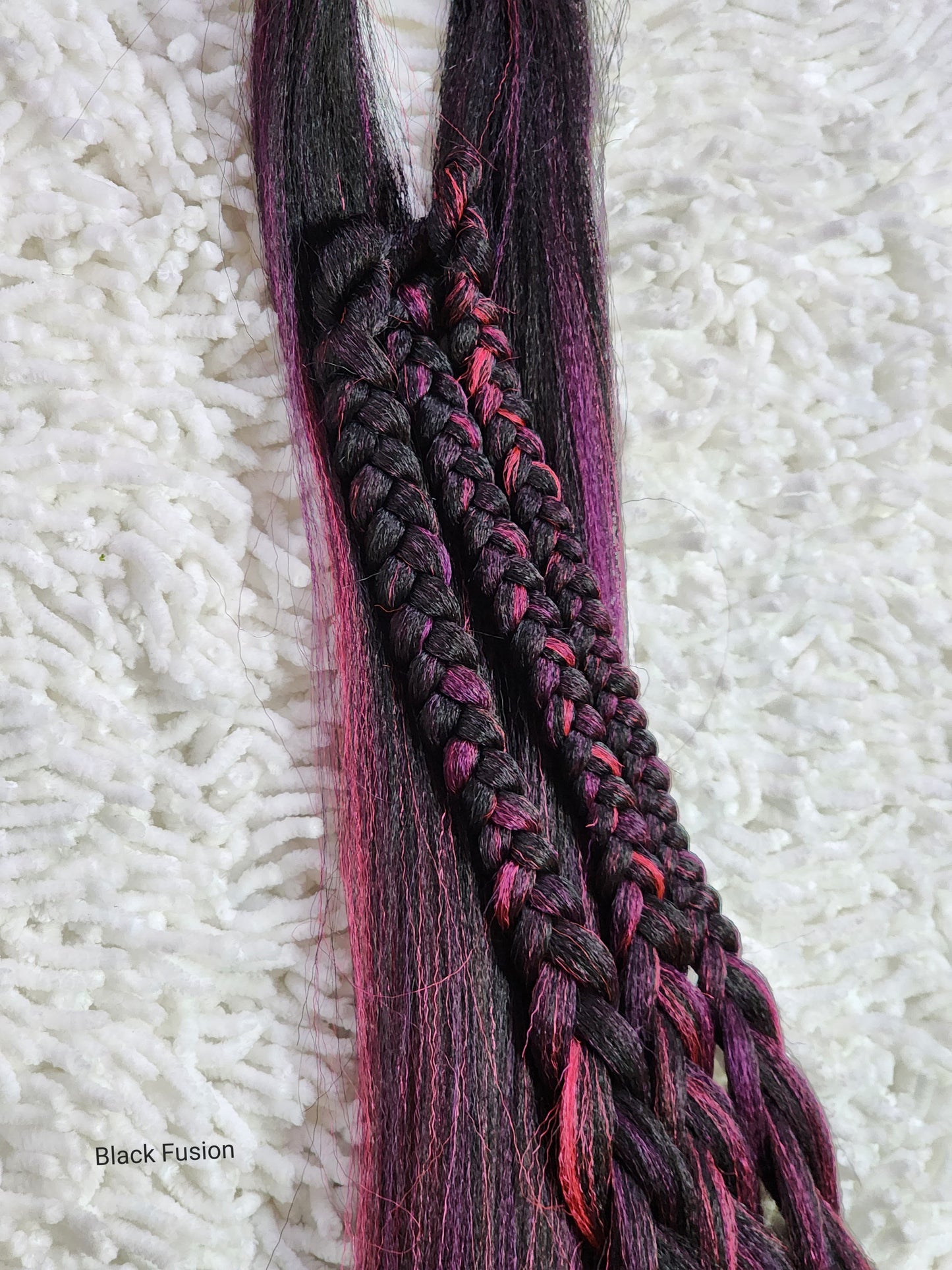 Black Fusion Blend black pink prestretched braiding hair
