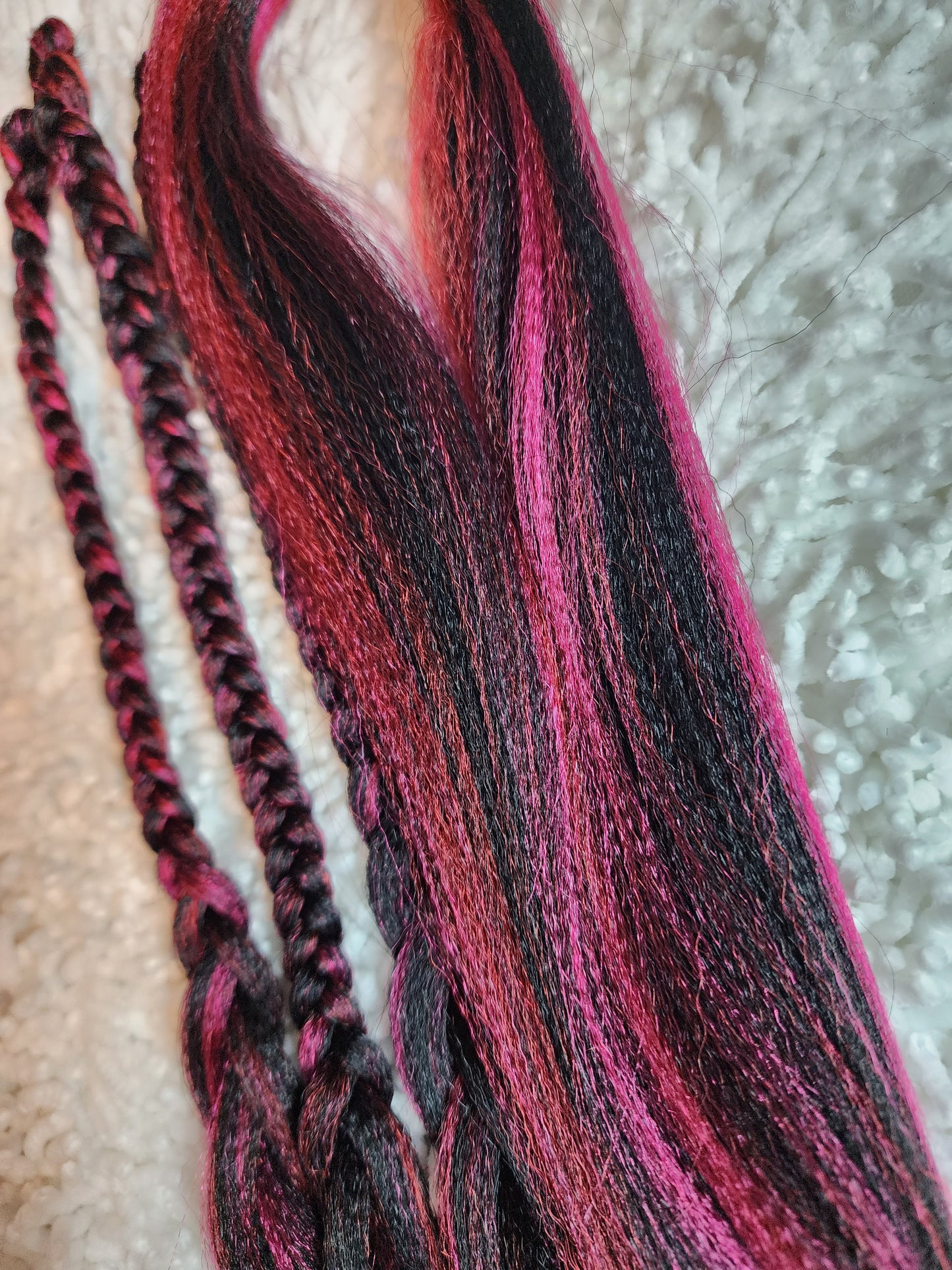 Black Dragon Fruit Blend black red pink prestretched braiding hair