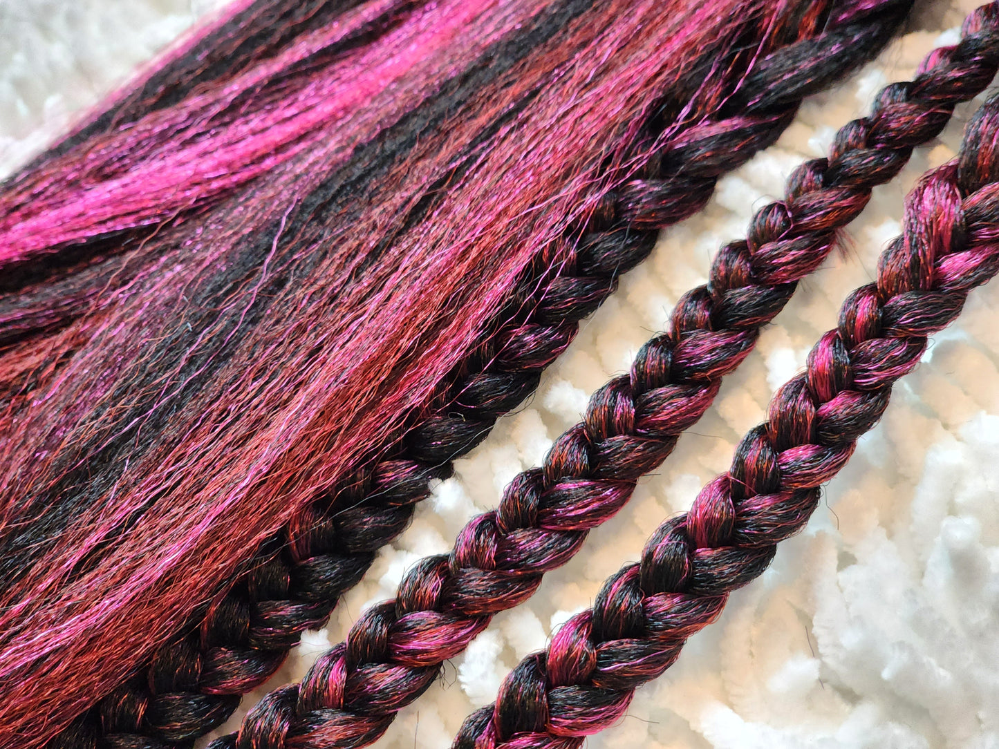 Black Dragon Fruit Blend black red pink prestretched braiding hair