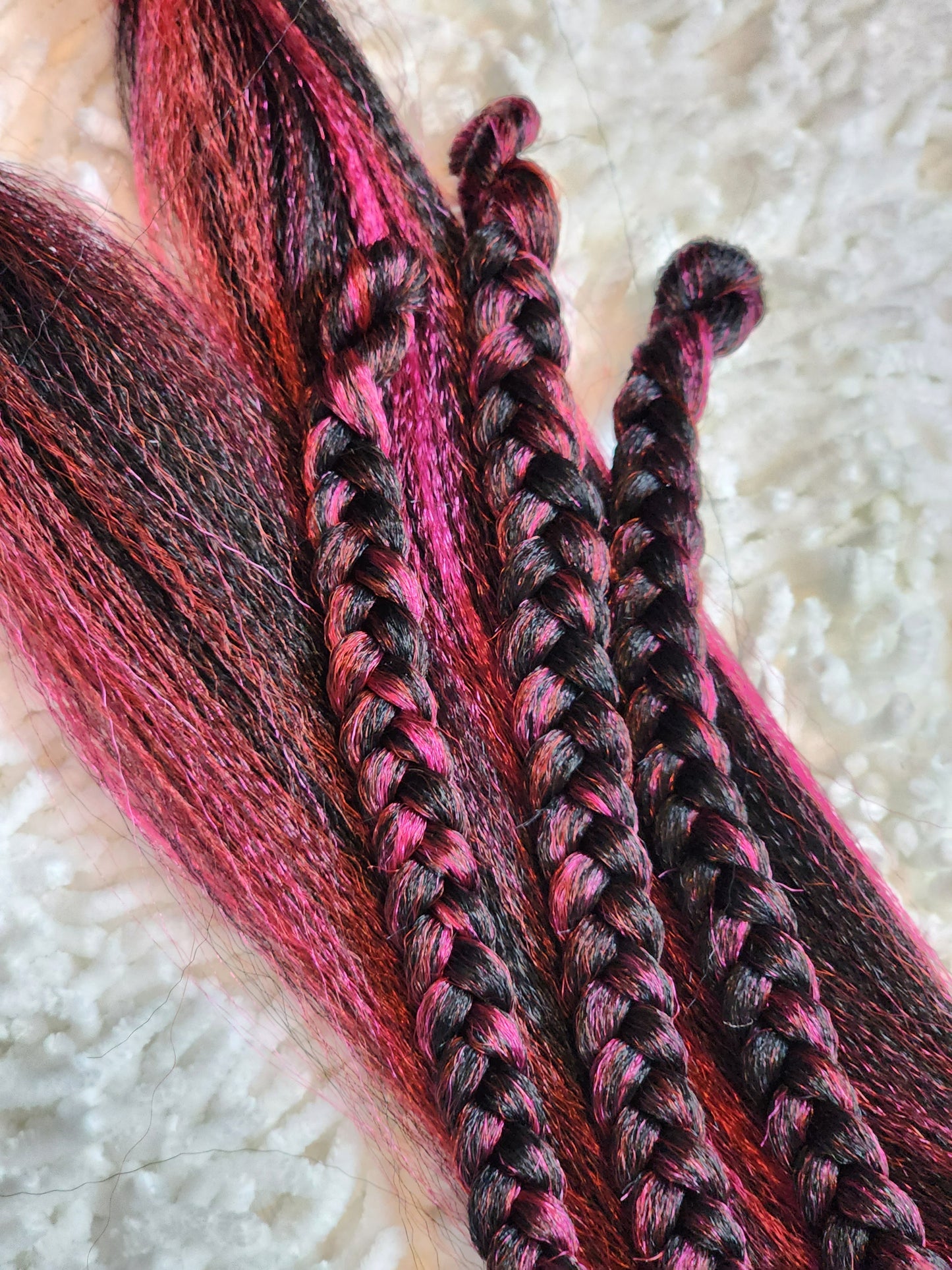 Black Dragon Fruit Blend black red pink prestretched braiding hair