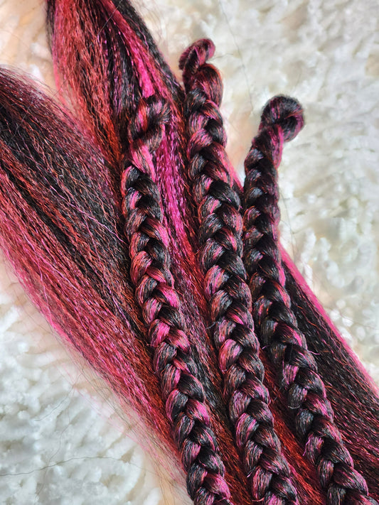 Black Dragon Fruit Blend black red pink prestretched braiding hair