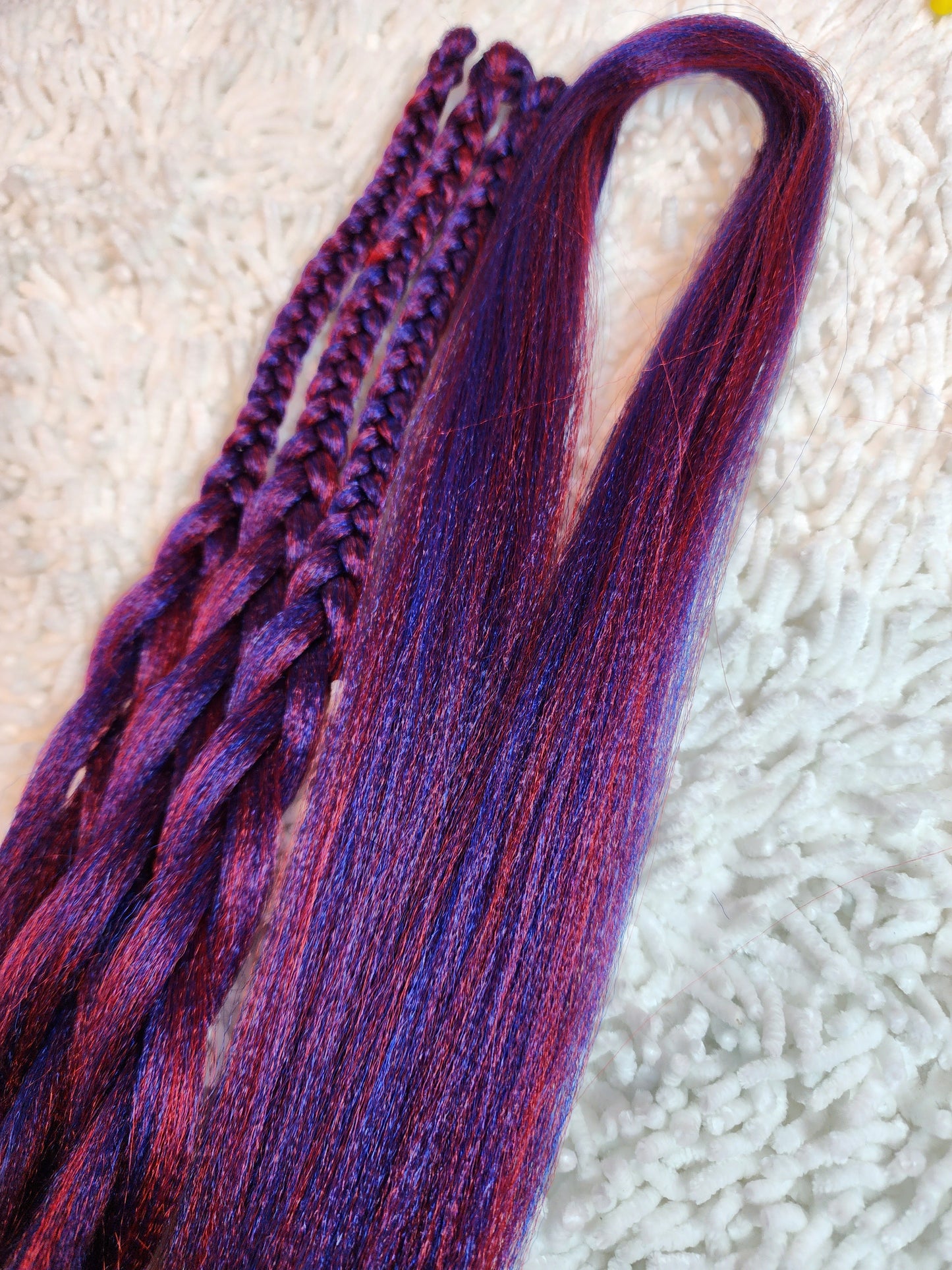 Berry Blue Blend red blue prestretched braiding hair