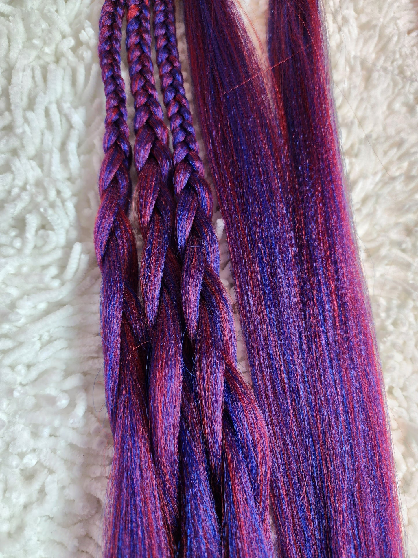 Berry Blue Blend red blue prestretched braiding hair