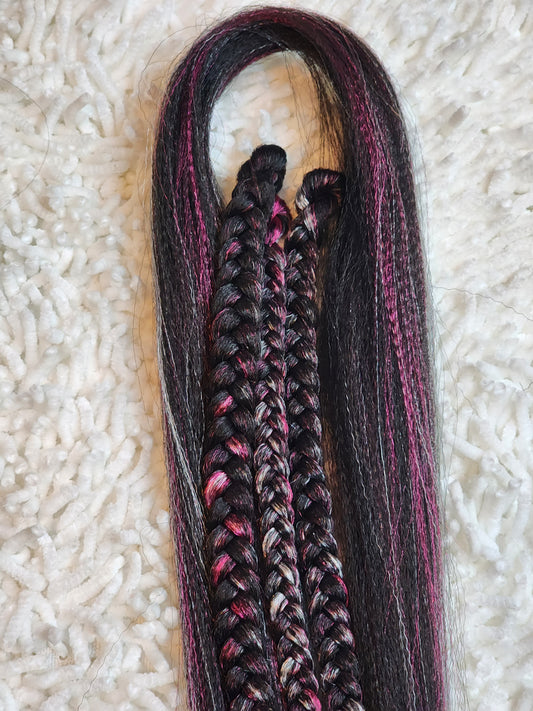 Black Strawberry Swirl Blend black pink white prestretched braiding hair