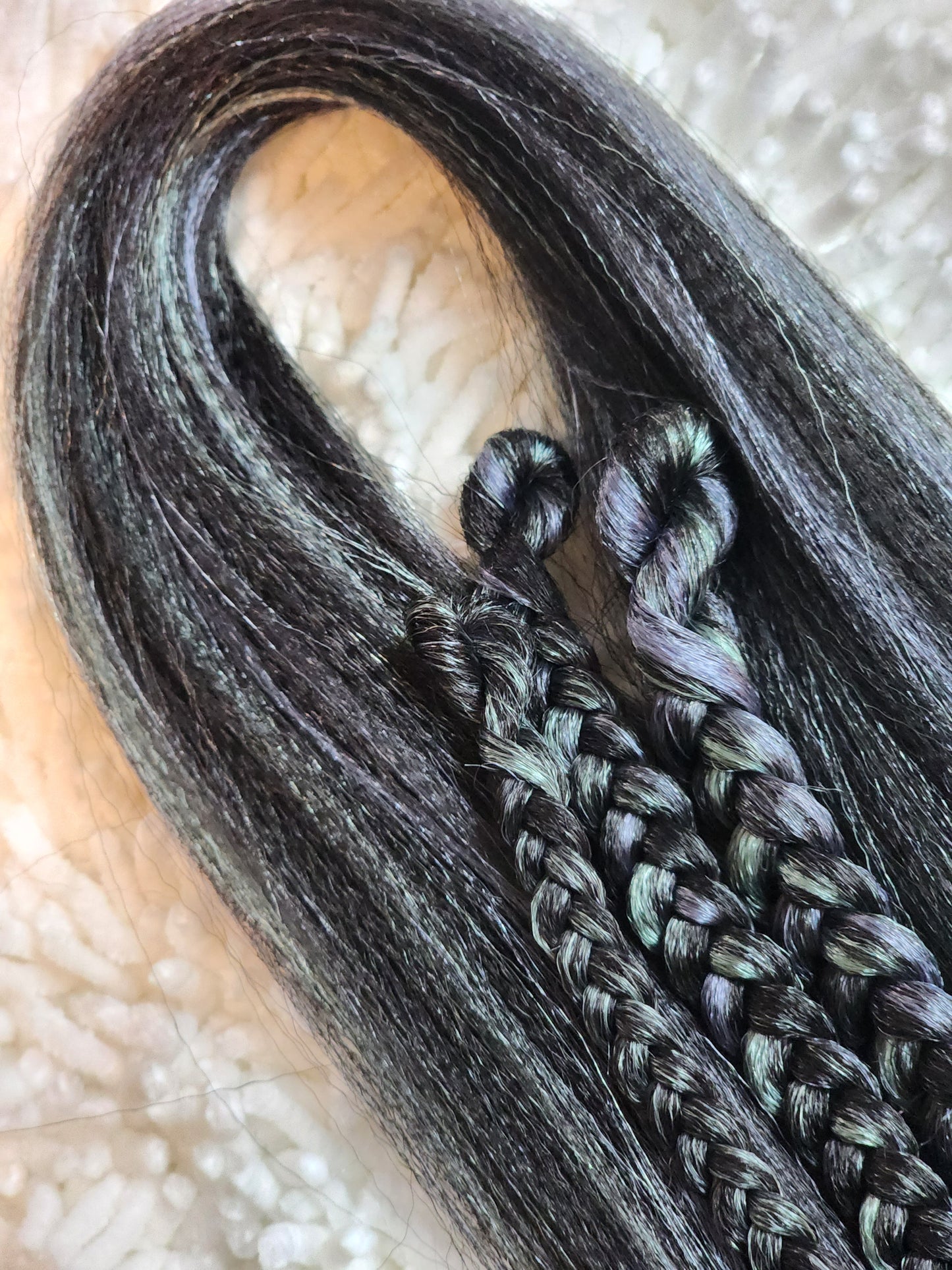 Black Mint Blend black blue green prestretched braiding hair
