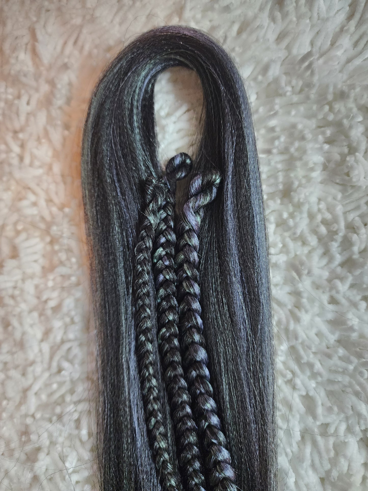 Black Mint Blend black blue green prestretched braiding hair