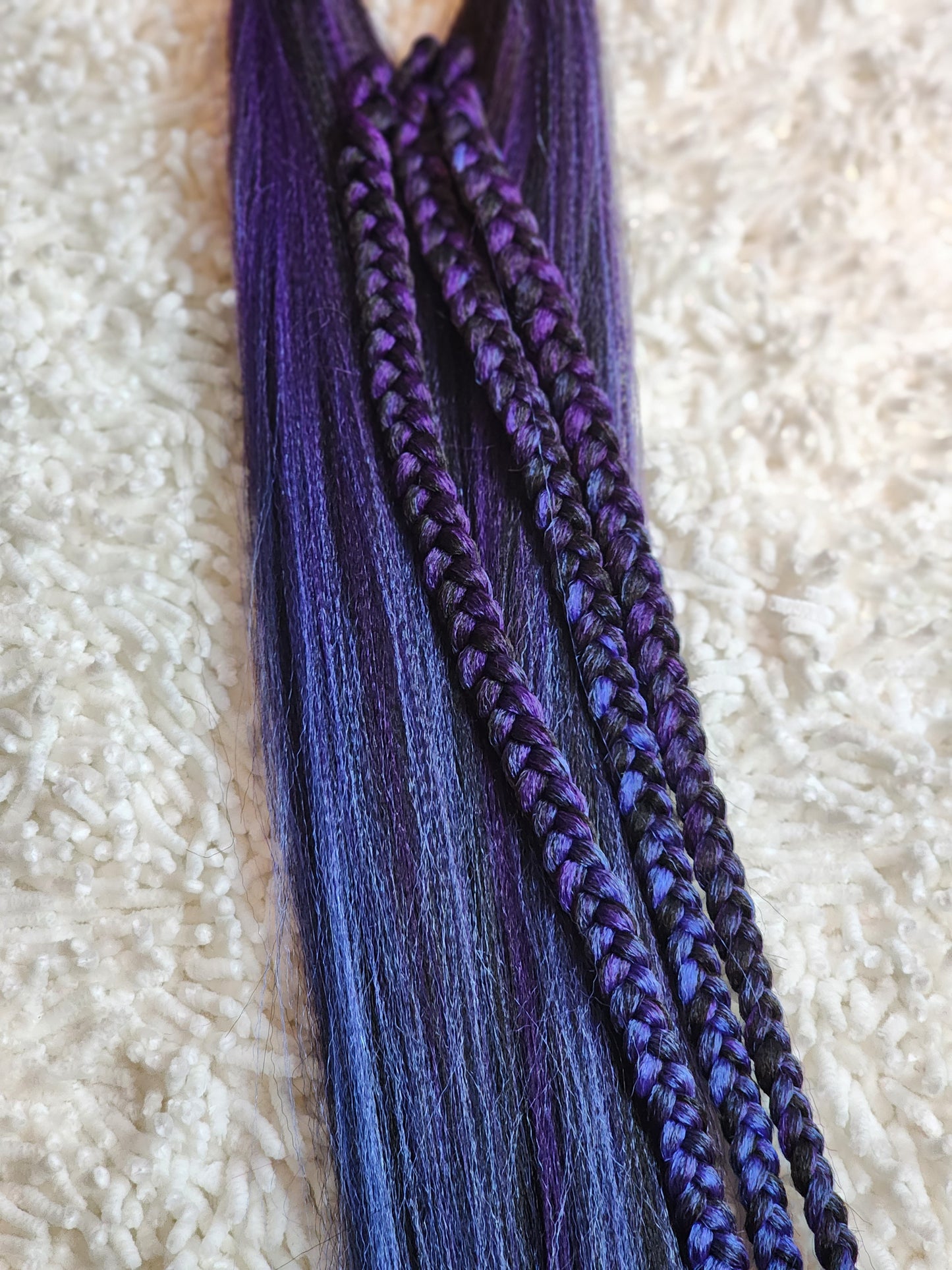 Black Electra Blend black purple blue prestretched braiding hair