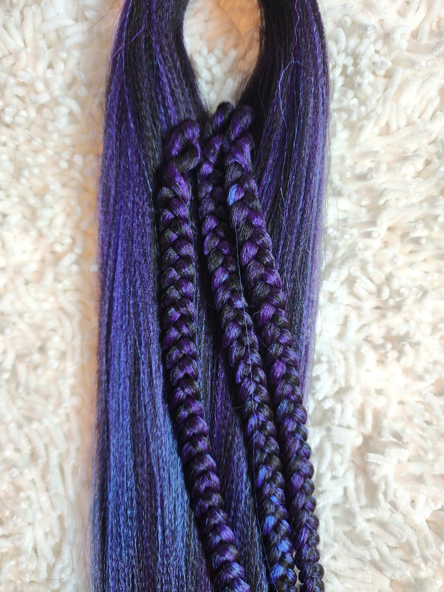 Black Electra Blend black purple blue prestretched braiding hair