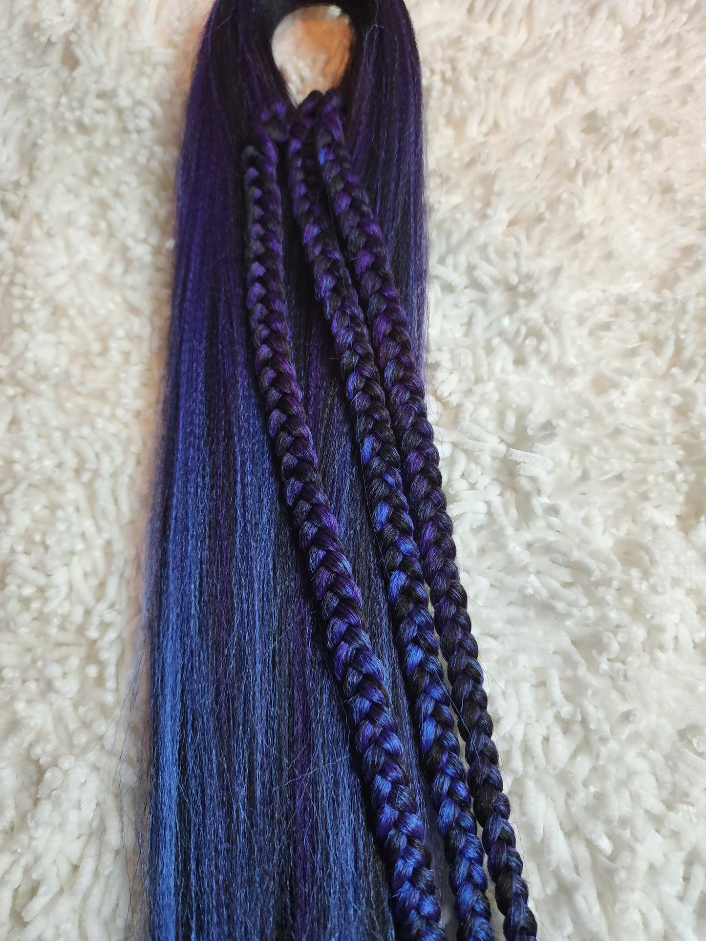Black Electra Blend black purple blue prestretched braiding hair