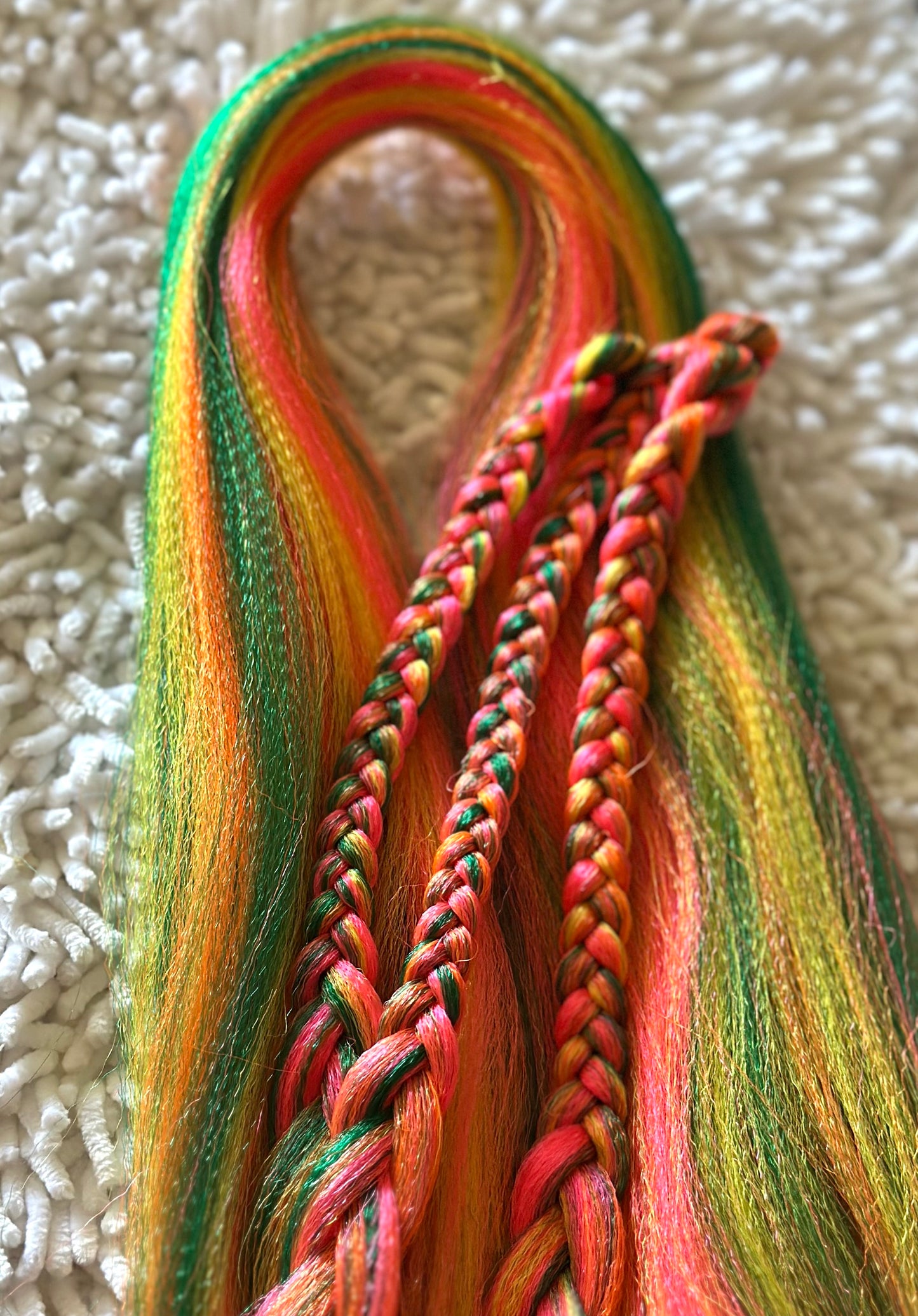 Summer Breeze Blend  multicolored pink orange green orange prestretched braiding hair