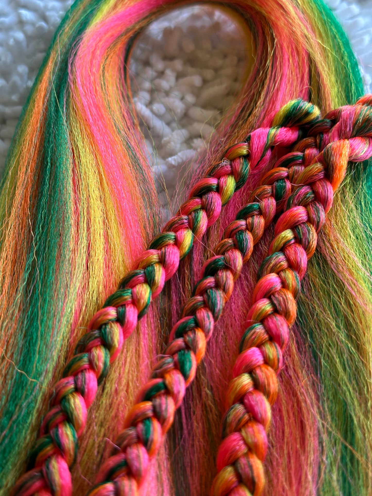 Summer Breeze Blend  multicolored pink orange green orange prestretched braiding hair