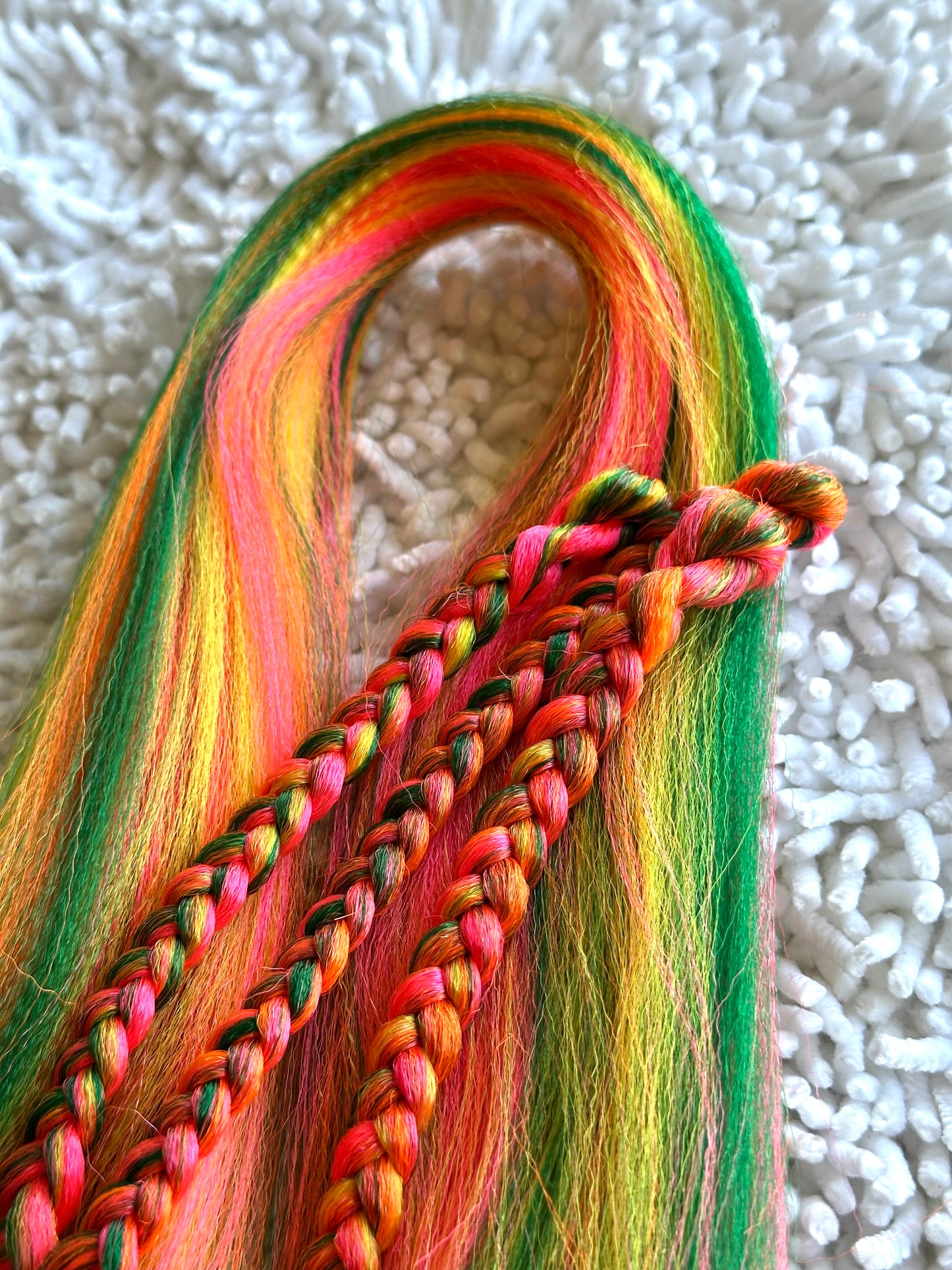Summer Breeze Blend  multicolored pink orange green orange prestretched braiding hair