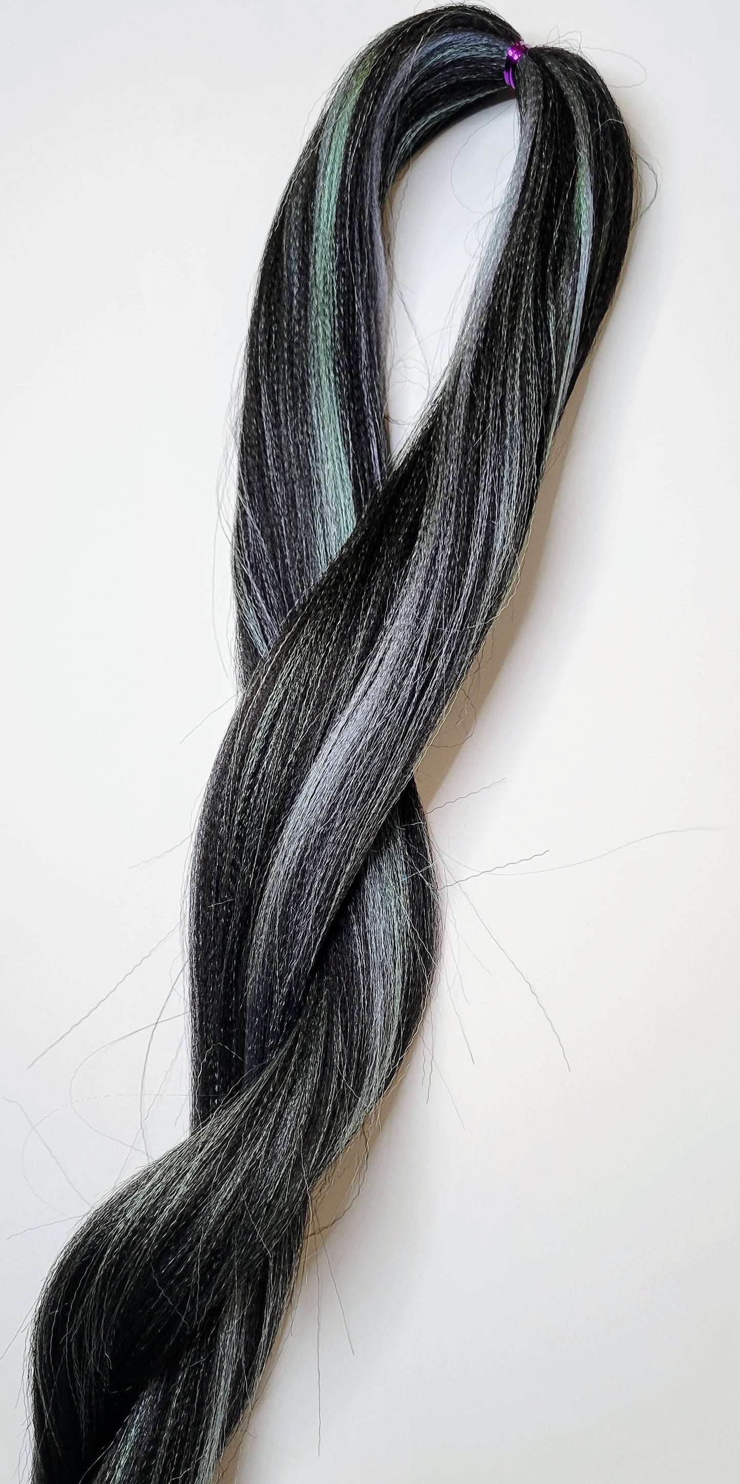 Black Mint Blend black blue green prestretched braiding hair