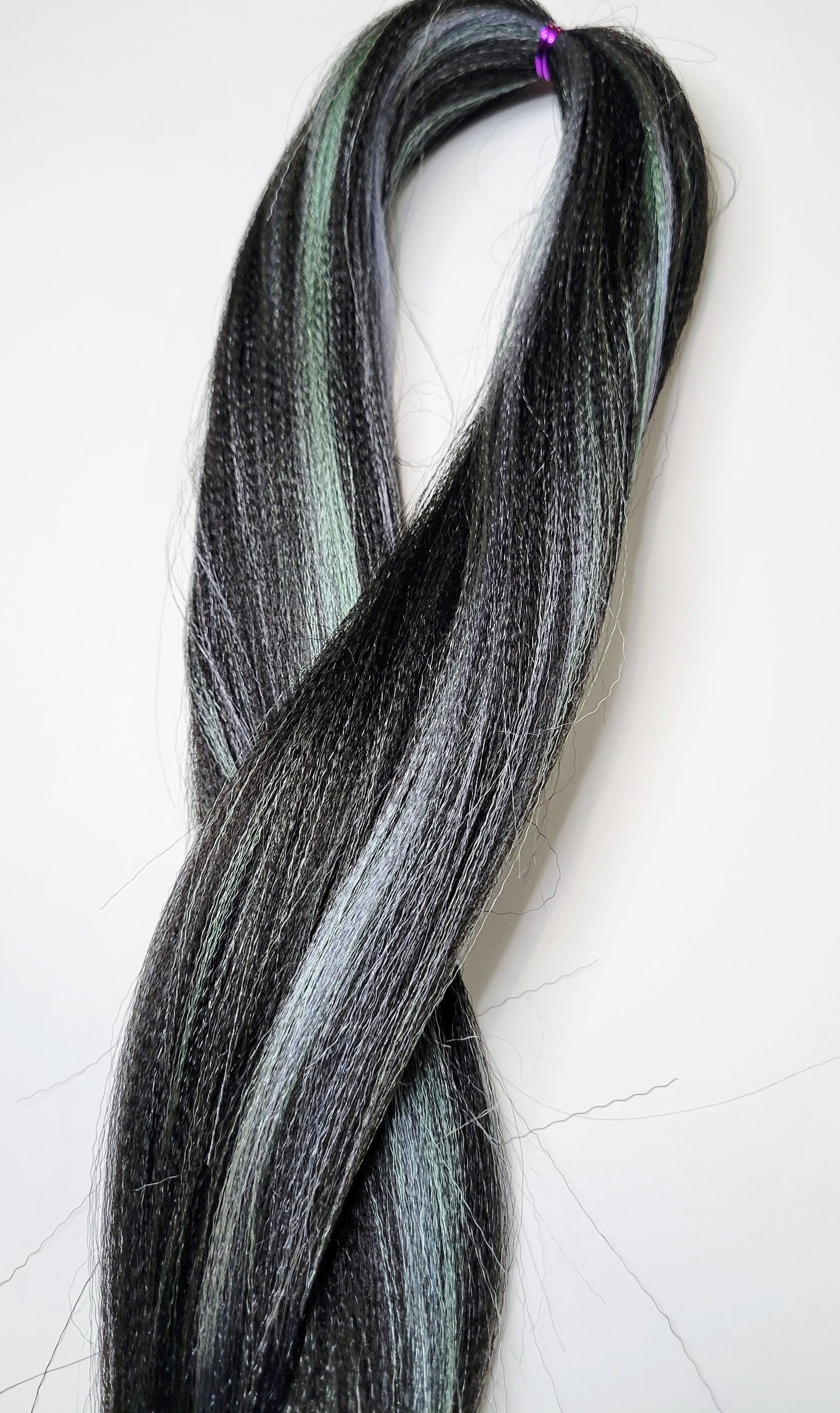 Black Mint Blend black blue green prestretched braiding hair