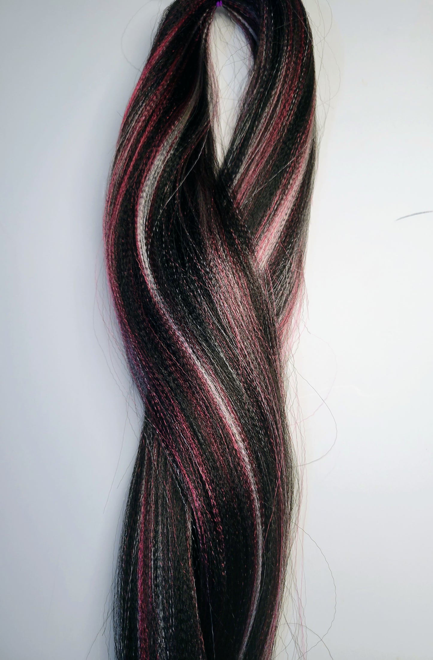 Black Strawberry Swirl Blend black pink white prestretched braiding hair