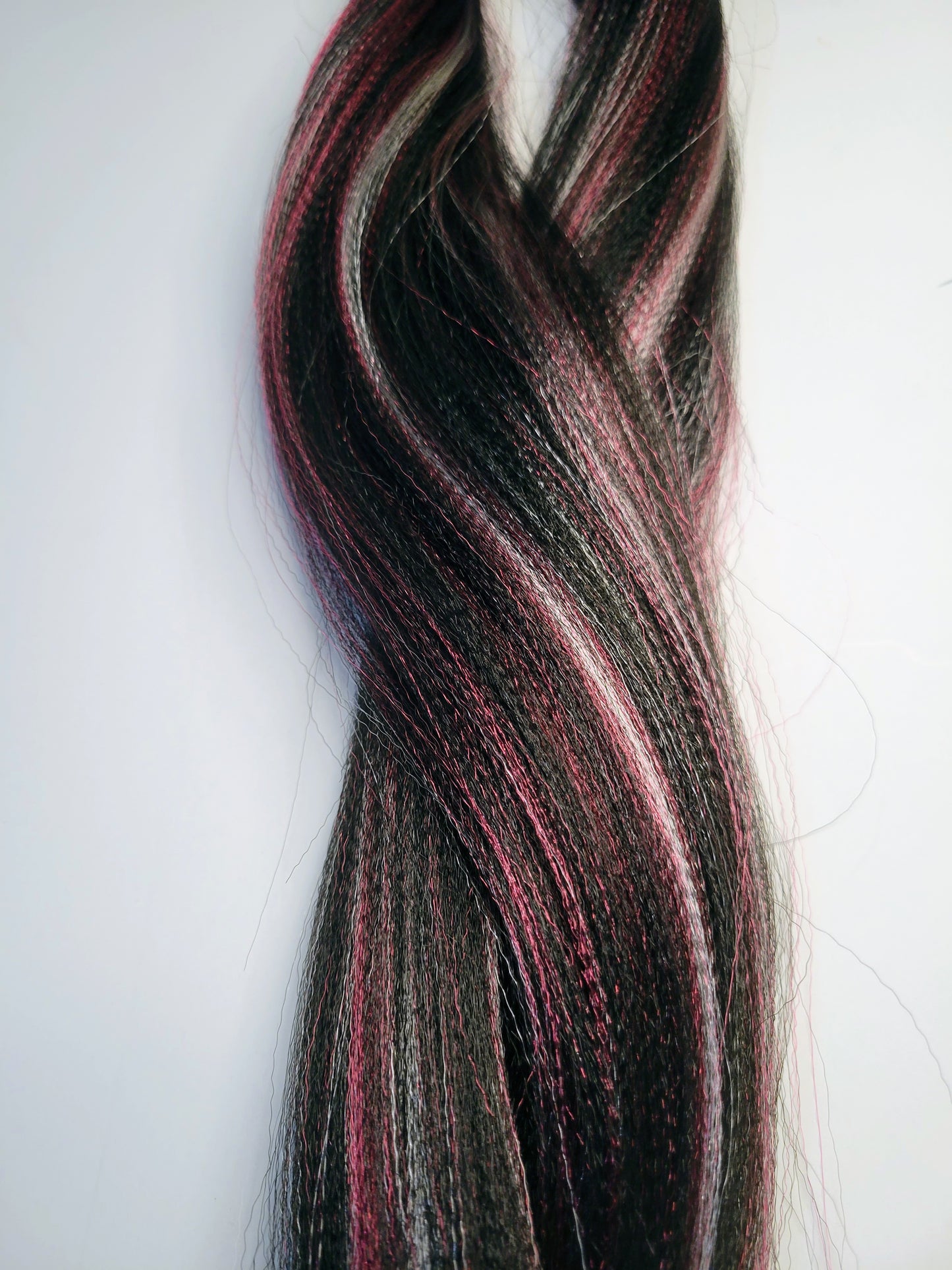Black Strawberry Swirl Blend black pink white prestretched braiding hair