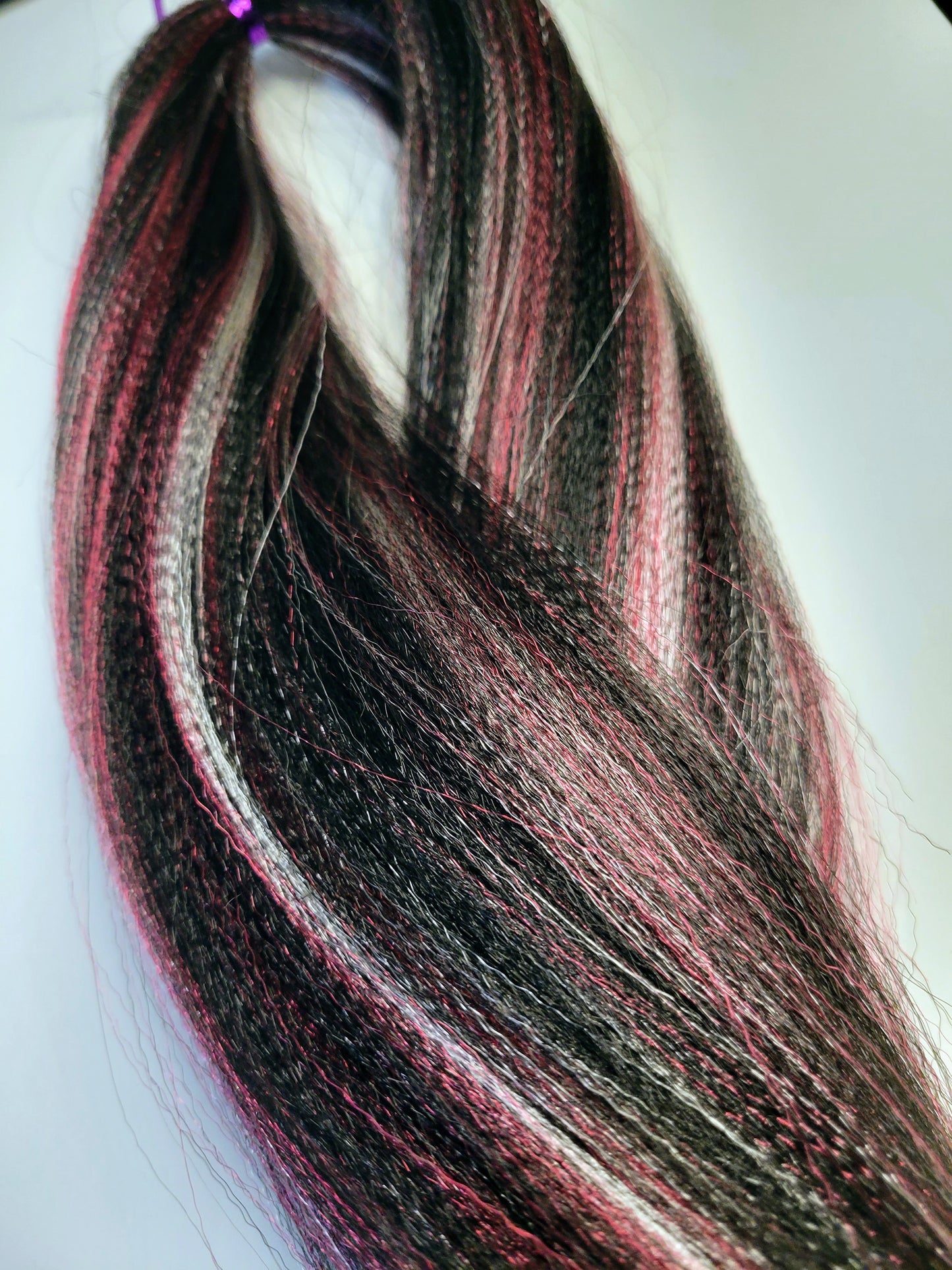 Black Strawberry Swirl Blend black pink white prestretched braiding hair